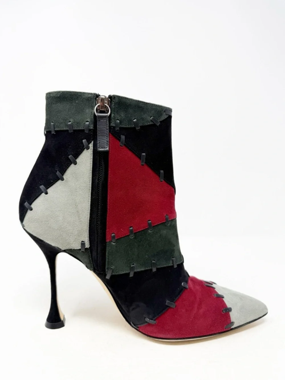 Manolo Blahnik Couturahi Patchwork Suede Zip Booties Womens Size EU 36.5 - Picture 7 of 10